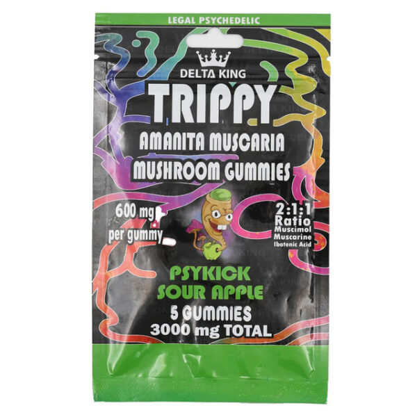 DELTA KING TRIPPY AMANITA MUSCARIA MUSHOOM GUMMIES 3000MG PSYKICK SOUR APPLE